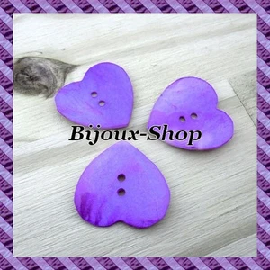 8 boutons nacre forme cœur 32mm - Foto 1 di 1