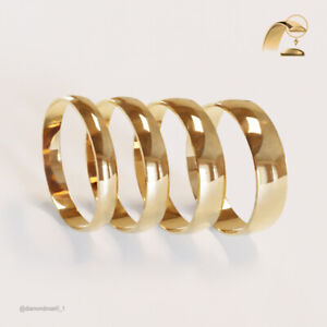 9ct Yellow Gold Wedding Ring D-Shaped With Hallmark 375 Band Solid Gold