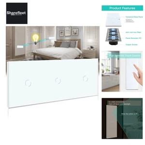 Touch Lichtschalter 1 Fach 2 Wege Glas Weiß LED Touchscreen für LED Lampe 228... - Bild 1 von 9