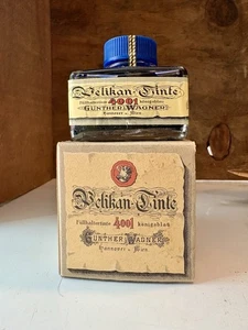 Pluma Estilográfica Gunther Wagner Pelikan 4001 Azul Real Tintero De Colección NOS 50 ml - Imagen 1 de 12