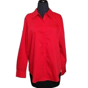 George Womens Large Red Button Down Long Sleeve Shirt - Picture 1 of 10