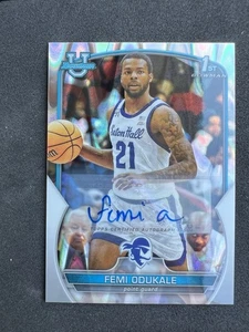 2022-23 Femi Odukale Bowman Chrome U ROOKIE AUTO WAVE REFRACTOR /199 Seton Hall - Picture 1 of 2