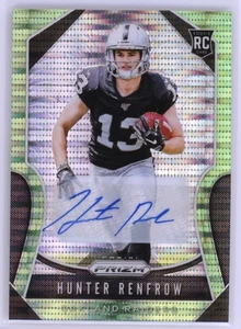 Panini Prizm Hunter Renfrow 2019 Pulsar verde neón radiocontrol automático #357 Panthers - Imagen 1 de 2