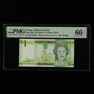 2010 Jersey States of Jersey ￡1 Pick#32b PMG 66 EPQ Gem UNC 01 - Picture 1 of 4