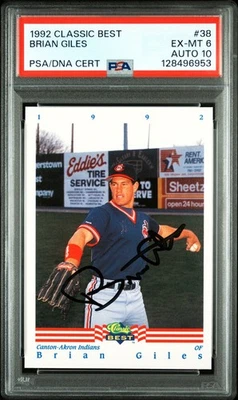 1992 Classic Best #38 Brian Giles Canton-Akron Indians PSA Mint 9 DNA MINT 10 RC - Image 1 of 4