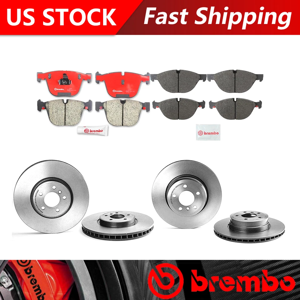 Compatível com 2008-2014 BMW X6 xDrive50i 4.4L kit dianteiro traseiro rotores de freio e pastilhas de cerâmica - Imagem 1 de 4