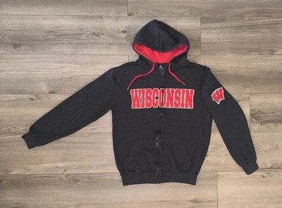 Sudadera con Capucha Cremallera Completa Vintage Coliseo NCAA Wisconsin Badgers Para Hombre S Pequeña Gris Foto 1 de 4
