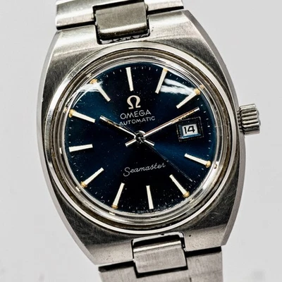 OMEGA Seamaster Cal.684 AT azul marino 27 mm vintage 1975 sin tarifas *OH reparado* vintage para mujer Foto 1 de 4
