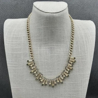 Banana Republic Necklace Womens Statement Bib Gold Tone Crystal Rhinestones - Image 1 of 4