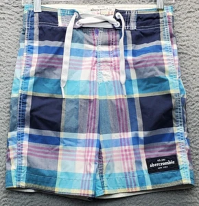 Abercrombie & Fitch Board Shorts Unisex Small Multi Plaid Therma Fit Drawstring - Picture 1 of 6