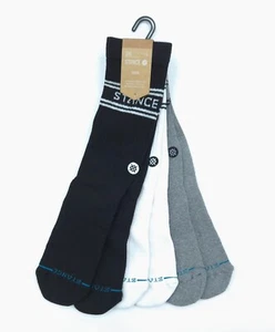 Calcetines informales Stance grandes (9-13) Crew para hombre 3 pares negros blancos grises nuevos con etiquetas - Imagen 1 de 3