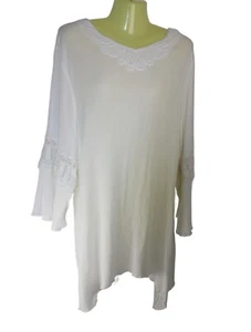 Toffee Apple Boho Top Womans SZ XXL Crinkle Tunic Long Bell Sleeve Embroidered - Picture 1 of 7