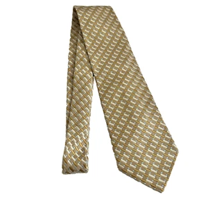 Ermengildo Zegna Gold Woven Geometric Designer Silk Tie Made in Italy - Bild 1 von 4
