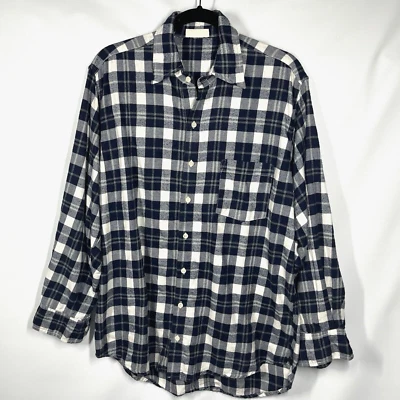 CP Shades Blue White Plaid Cotton Long Sleeve Flannel Shirt M Made in USA Pocket Foto 1 de 4