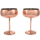 Copper Coupe Champagne Glasses 2 Stainless Steel Vintage Martini Cockt Au