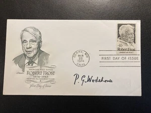P.G. Wodehouse signed Robert Frost First Day Cover (COA) - Bild 1 von 3