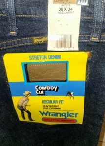 NWT Wrangler Jeans 38x34 Denim Cowboy Cut Regular fit DARK Wash 947 Straight - Picture 1 of 12