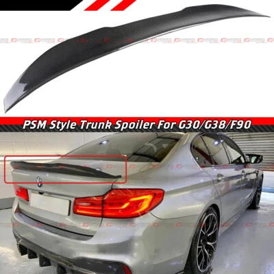 FOR 17-23 BMW G30 G38 5 SERIES F90 M5 PSM STYLE CARBON FIBER TRUNK SPOILER WING - Image 1 of 4