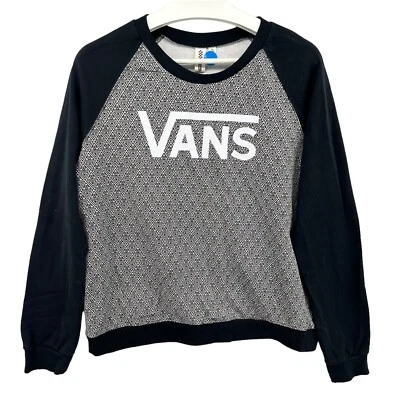 Vans Sweater Womens XL White Black Skater Skateboarder Sweatshirt Geometric - Image 1 of 4