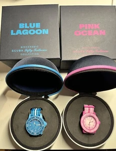 Swatch X Blancpain Scuba Fifty Fathoms Blue Lagoon & Pink Ocean His/Hers Bundle - Picture 1 of 10
