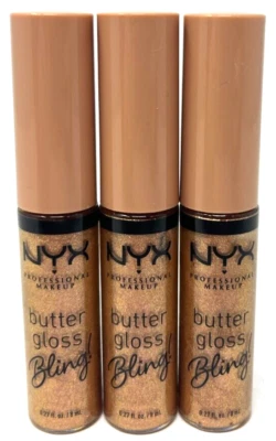 (3) NYX Butter Gloss Bling! Lip Gloss 0.27 fl oz Sealed 01 - Bring The Bling - Image 1 of 3