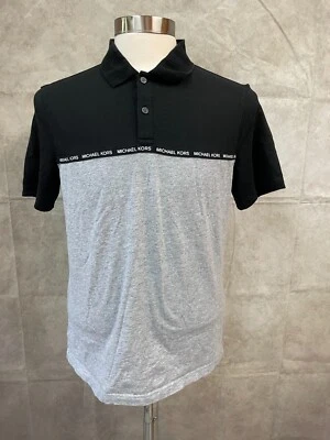 Camisa Polo Michael Kors Para Hombre Negra/Gris Algodón Manga Corta Talla M Mediana Foto 1 de 4