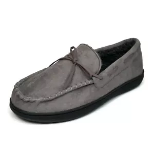 Homitem Hombre Mocasín Pantuflas Antideslizantes Casa Zapatos Lana Revestimiento Talla 11 Gris - Imagen 1 de 12