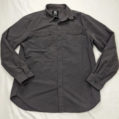 Marc Echo Rawthentic Mens Size L Dark Gray Button Shirt Long Sleeve Pleated - Image 1 of 4