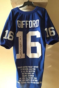 FRANK GIFFORD #16 HOF 77 Autograph New York GIANTS Signed Jersey With COA Stats - Picture 1 of 12