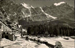 Bayern ~1950/60 Eibsee mit Riffelwand und Zugspitze, Zugspitzbahn Markierung - Picture 1 of 2