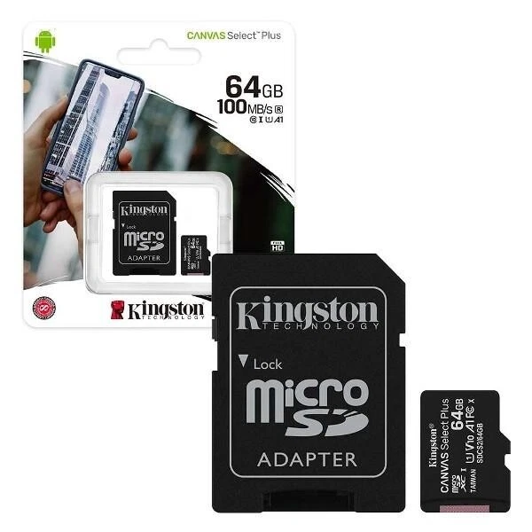 Scheda Di Memoria Micro-SDXC 64GB Kingston Canvas Select Plus + C10 Class10 SDCS - Immagine 1 di 1
