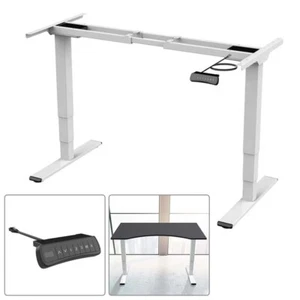 Electric Sit-Stand Desk Frame Base Dual Motor 3-Stage Height Adjustable White - Picture 1 of 6