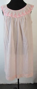 vtg KOMAR Pink Nightgown Dress Floral Embroidery Rockabilly Cottagecore - Picture 1 of 6
