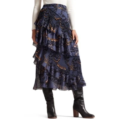 Ted Baker Furela Asymmetric Tiered Midi Skirt UK 10 RRP £175 - Image 1 of 4