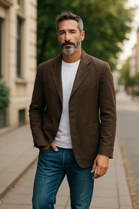 Lauren Ralph Lauren 2-Knopf Braun Wildlederimitat Gebürstet Blazer Jacke Herren 40R - Bild 1 von 1