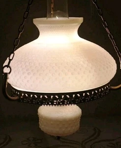 Lámpara colgante Hobnail Swag de vidrio de leche blanco - Funciona - Imagen 1 de 10