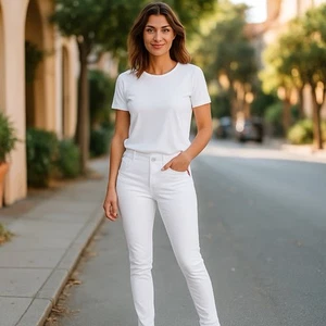Spanx Pull On White Denim Jeans NWT Size Large - Picture 1 of 6