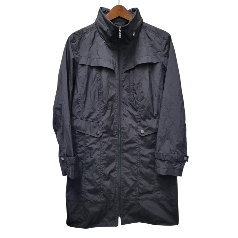 Chaqueta gabardina cortavientos con capucha cortavientos negra para mujer Cole Haan talla XL  Foto 1 de 4