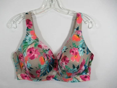 Sujetador Cacique Tropical Estampado Floral Sin Alambres 40DD Inalámbrico Ligeramente Forrado Foto 1 de 4