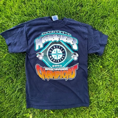 2001 Seattle Mariners Tee Shirt navy Color Reprint Shirt AN63568 - Image 1 of 2