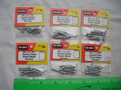 Lot of 6 Du-Bro 382 383, Socket Head Sheet Metal Screws, RC R/C Plane Airplane - Image 1 of 4