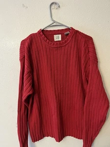 Suéter Vintage Gap Talla Grande Rojo Grueso Acanalado Tejido Pullover - Imagen 1 de 5