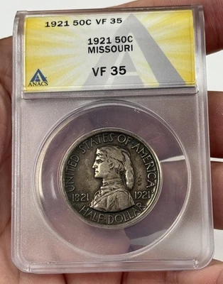 1921 50C MISSOURI COMMEMORATIVE HALF DOLLAR VF-35 ANACS #2258 - Image 1 of 4