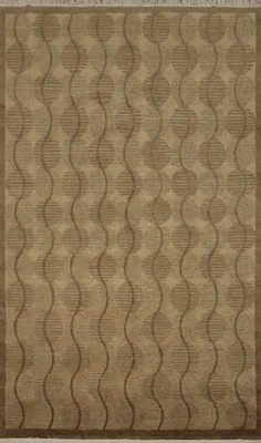 Alfombra Nepalí Contemporánea Lana Anudada a Mano con Diseño de Onda Fluyente 6x10 Foto 1 de 4