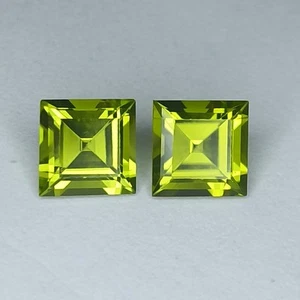 NATURAL 2.96Cts BEAUTIFUL PAKISTAN PERIDOT PRINCESS CUT PAIR . - Picture 1 of 6