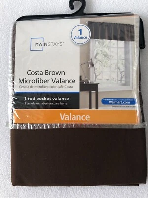 Costa Brown Microfiber Rod Pocket Curtain Window Valance 58"x16" NEW - Imagem 1 de 4