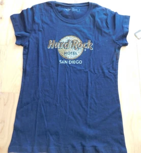 Hard Rock Cafe San Diego Women’s Size LG Black Rhinestone Logo T-Shirt New Rare - Picture 1 of 2