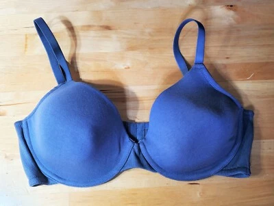 So Intimates Comfy Cotton Stretch Bra Size 38 C Ribbed Padded Underwire Gray - Image 1 of 4