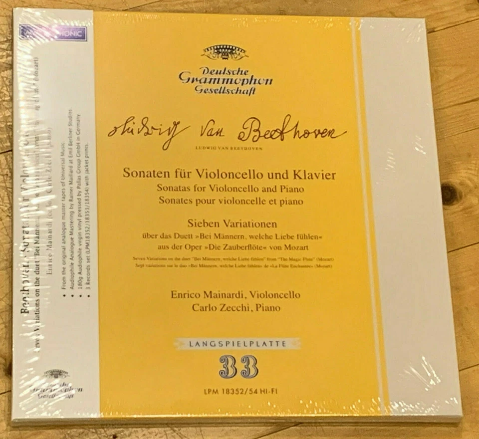 Beethoven 5 Cello Sonatas MAINARDI ZECCHI DGG ANALOGPHONIC 3x 180g LP BOX SEALED - Image 1 of 1