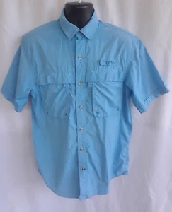 Izod Surfcaster Mens Fishing Shirt M Blue Pockets Vented Short Sleeve - Picture 1 of 7